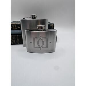 Set 2 Stainless Steel Hip Flasks Monogram Engraved Pocket Liquor